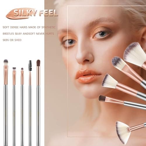 Makeup Brushes Ammiy Makeup Brushes Sets Professional 18 Pcs Make up Brushes Premium Synthetic Foundation Brush Blending Face Powder Blush Eyeshadow Eyeliner Makeup Kit with PU Leather Bag thumbnail 4