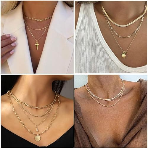 CONGYING 9pcs Gold Plated Necklaces set for Women, Gold Dainty Choker Necklace Trendy, Adjustable Layering Necklace Set for Women Gifts thumbnail 3