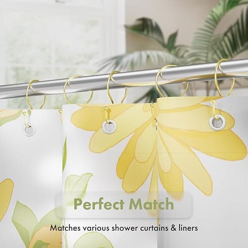 AmazerBath Shower Curtain Hooks Gold Shower Curtain Rings, Simple Double Hook Shower Curtain Hooks Rust Proof, Metal Smooth Shower Hooks for Shower Curtain Rod, 12 Pcs Shower Rod Hook Light Gold thumbnail 5