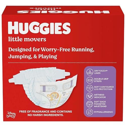 Huggies Size 5 Diapers, Little Movers Baby Diapers, Size 5 (27+ lbs), 104 Count, Packaging May Vary - Size 5 - 104 thumbnail 10