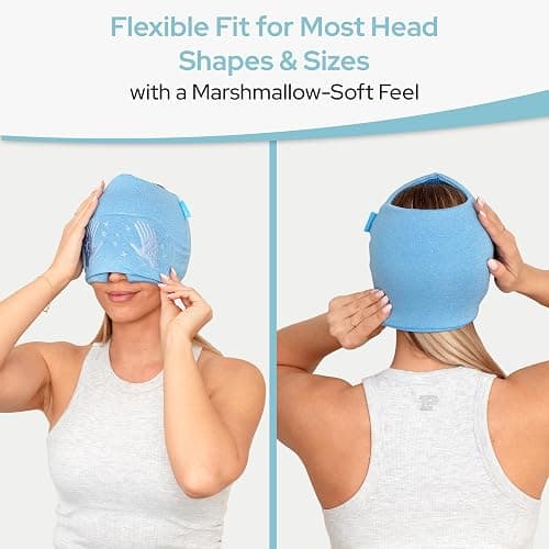 Migraine Relief Cap with Eye Holes - Upgraded 360° Cooling Gel Headache Relief Hat - Ice Mask for Hangover, Stress, Tension - Still Function & Watch TV - Gifts for Women Men - FSA Eligible HSA thumbnail 7