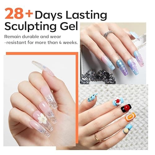 Modelones Builder Nail Gel - 15g Clear Solid Builder Gel for Nails, Nail Extension Gel Nail Kit 3D Sculpting Gel for Nail Art Manicure Set with Nail Forms and Silicone Pen Professional DIY at Home thumbnail 4