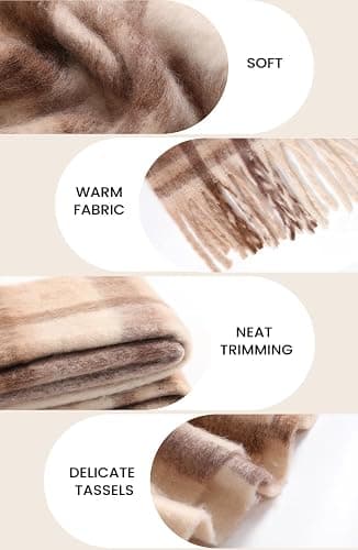 Passionbility Women's Winter Scarfs for Women, Mohair Vintage Scarf Large Chunky Scarf Cashmere Feel Blanket Wrap thumbnail 4