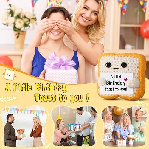 A little Birthday Toast to you - Funny Happy Birthday Gifts for Women, Men, Mom, Dad, Girls, Boys - Unique Crochet Toast Gift Card - Cute Keepsake & Desk Decor Alternative for Her, Him, Best Friend thumbnail 5
