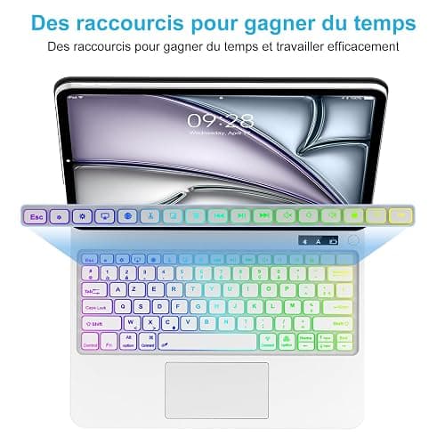 SENGBIRCH Magic Clavier pour iPad Air 13" M3 2025/M2 2024 - AZERTY Français Bluetooth Clavier avec pavé Tactile, Design magnétique Flottant Magic Keyboard, Coque pour iPad Pro 12.9 6e 5e 4e Gén, Blanc thumbnail 5