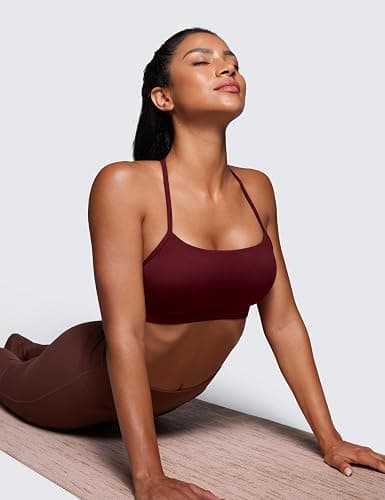 CRZ YOGA Butterluxe Y Back Sports Bras for Women - Padded Racerback Low Impact Spaghetti Thin Strap Workout Yoga Top thumbnail 4