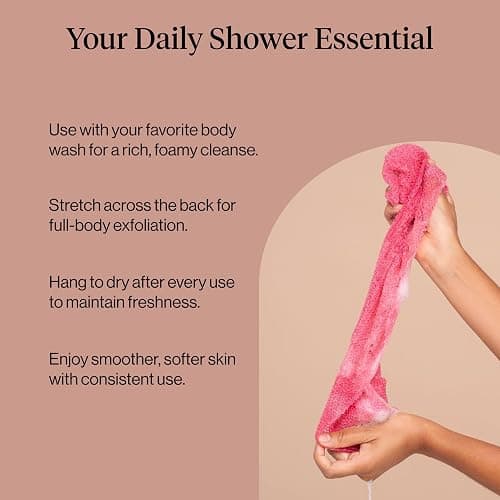 Kitsch African Net Sponge – Exfoliating Body Scrubber for Cleansing & Gentle Daily Exfoliation – Stretchable Bath Sponge for Hard-to-Reach Areas, Long-Lasting Shower Essential - Berry Pink, 3 Pcs thumbnail 5