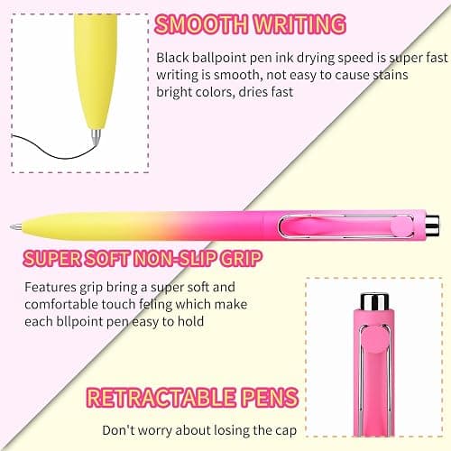 WY WENYUAN Cute Pastel Ballpoint Pens, Fine Point Smooth Writing, Colorful Pens, Black Ink 1.0 mm Journaling Pens Office Supplies for Women & Men, Note Taking thumbnail 4