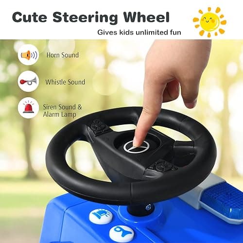 HONEY JOY Ride On Push Car, Licensed Mercedes Benz Push Cars for Toddlers w/Horn, Music, Lights, Under Seat Storage, Foot-to-Floor Ride On Fire Truck Toy for Kids Boys Girls 1-3, Blue thumbnail 7