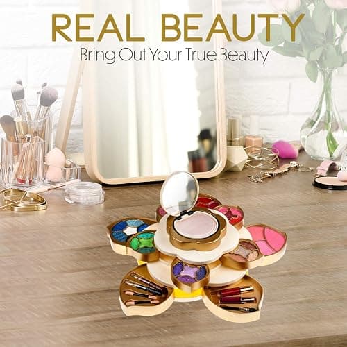 CoralBeau All In One Makeup Kit for Teens and Women - Flower Makeup Set for Girls 10-12 - Pigmented Eyeshadows, Lip Creams, Blushes, Concealer and Mirror - Full Starter Makeup Gift Set for Beginners thumbnail 5