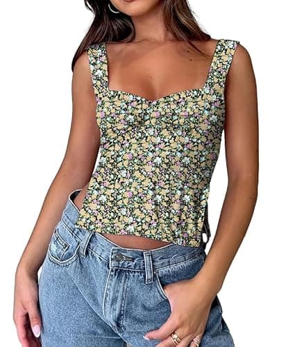 Women Cute Summer Crop Tank Top Teen Girls Trendy Sexy Y2K Strappy Going Out Tops thumbnail 4