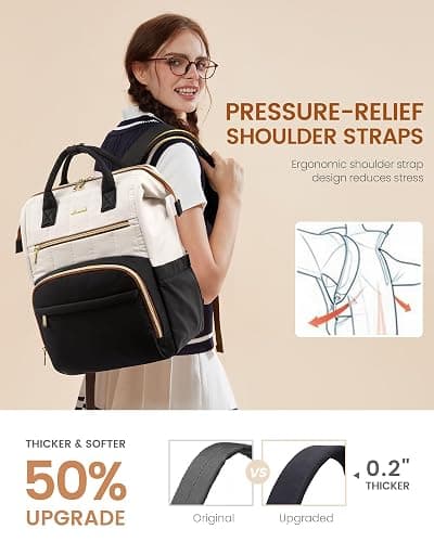 LOVEVOOK Puffer Backpack Purse for Women with 17 Inch Laptop Pocket, Nurse Teacher Work Bags for Gifts, Personal Item Travel Bag for College School, Cute Student Bookbag for Teen Girls Waterproof thumbnail 6