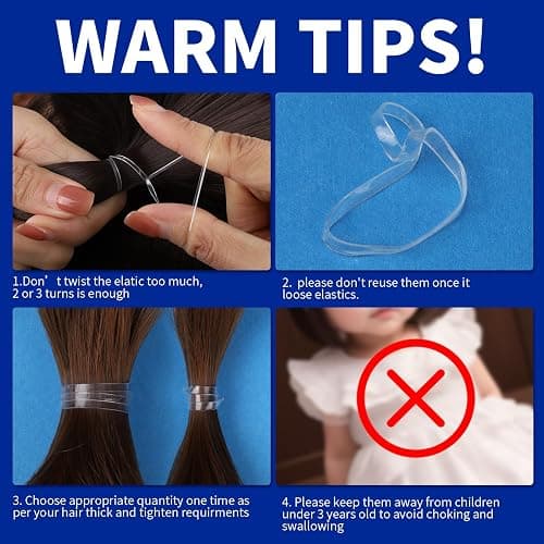 Teenitor Clear Elastic Hair Bands, 2000pcs Mini Hair Rubber Bands, Hair Ties, Soft Hair Elastics Ties, 2mm in Width and 30mm in Length thumbnail 7