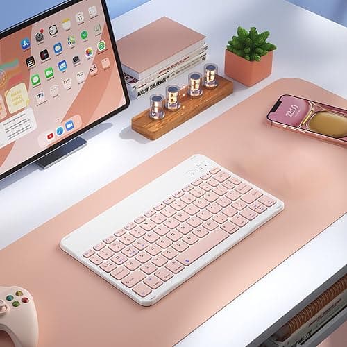 Bluetooth Keyboard Compatible with iPad 10th Generation, Rechargeable Portable 10 inch Wireless Keyboard for iPhone, iPad mini, Samsung Tablets Keyboards Ultra-Slim, Travel Office Computer Accessories thumbnail 7
