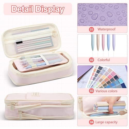135 Pcs Book Annotation Kit Aesthetic Pencil Case Bag with 12 Highlighter 11 Gel Pen 1 Marker 300 Sheets Transparent Sticky Notes Pads 2640 Index Tabs Bible Study Supplies for School Gift(Pink) thumbnail 4
