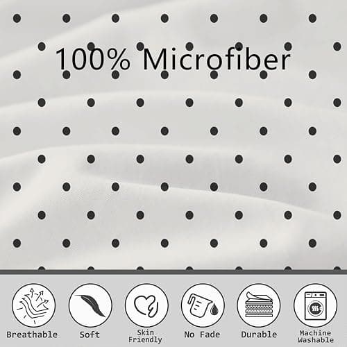 Polka Dot Duvet Cover Set 3 Pieces, Black and White Dot Modern Full Size Comforter Cover Soft Microfiber Bedding Set with Zipper & Ties, 1 Duvet Cover 80x90 inches, 2 Pillowcases thumbnail 6