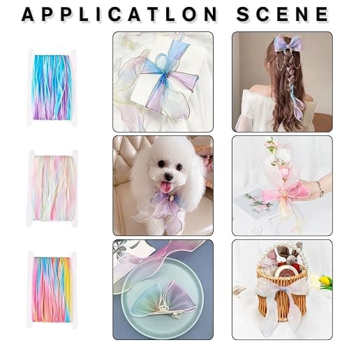 Beadthoven 10.94 Yards Purple Blue Organza Iridescent Ribbon, 2-1/8 Inches Sheer Fabric Chiffon Ribbons Mesh Christmas Decoration Ribbon Lace Trim for Big Bow, Wedding, Gift Wrapping, Bouquets, Wreath thumbnail 4