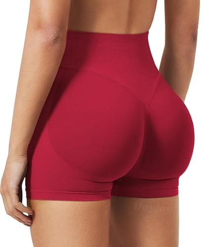 VOYJOY Women Workout Impact Shorts 3.6"/ 4.5"/ 6" Scrunch Butt Lifting Gym Seamless Booty Biker Shorts - 3.6" Inseam - Medium - Savvy Red thumbnail 2