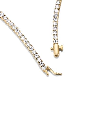 PAVOI 14K Gold Plated 3mm Simulated Diamond Tennis Necklace – Chunky Long Necklace for Women – Sizes 16" and 18" thumbnail 3