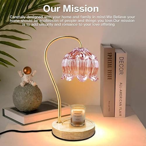 SupBri Dimmable Flower Candle Warmer Lamp, Pink Candle Warmer with Timer & 4Bulbs,Melts Warmer for Jar Candles Birthday Gifts for Women, House Warming Gifts New Home Bedroom Decor thumbnail 8