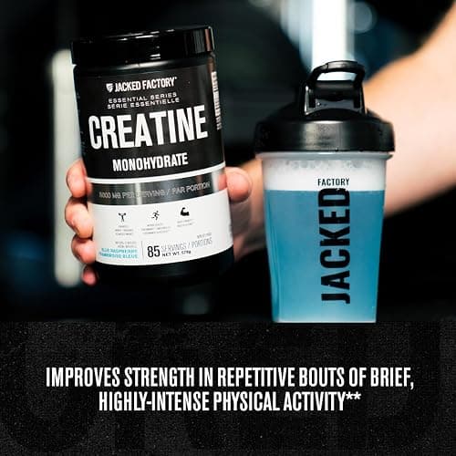 Jacked Factory Creatine Monohydrate Powder 425g - Canadian-Owned Informed Choice Certified Supplement for Increased Muscle Mass*, Improved Strength Power & Performance** - 85 Servings, Blue Raspberry thumbnail 4
