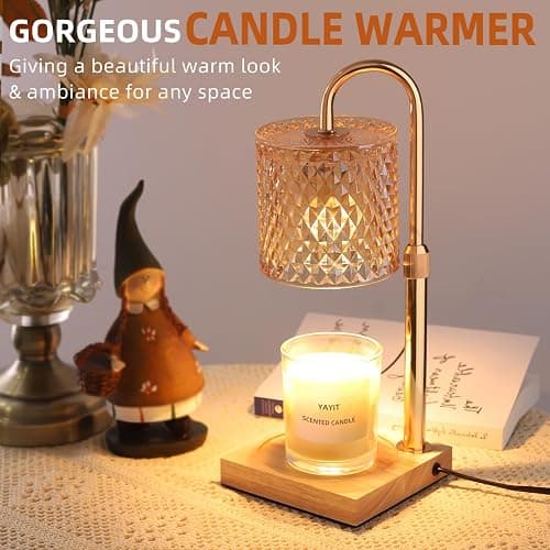 Candle Warmer Lamp with Timer Dimmer, Home Decor for Women Birthday | Gold Candle Warmer with 2 Bulbs for Jar Candles, Height Adjustable Candle Lamps thumbnail 2