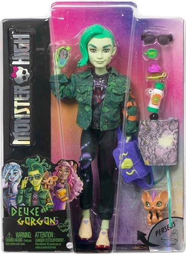 Monster High Deuce Gorgon Doll in Signature Look with Denim Snake Jacket & Accessories, Pet Mouse Perseus thumbnail 6