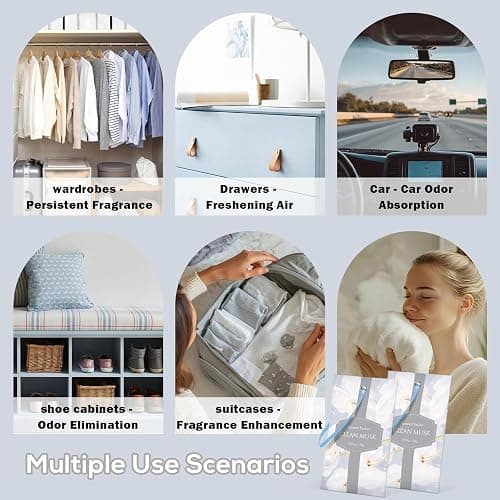 SCENTORINI Clean Musk Scented Sachets 14 Pack for Wardrobes Drawers Closets | 14 Clean Musk Scented Sachets with Hanging Strings for Wardrobes, Drawers, Closets and Storage Spaces thumbnail 6