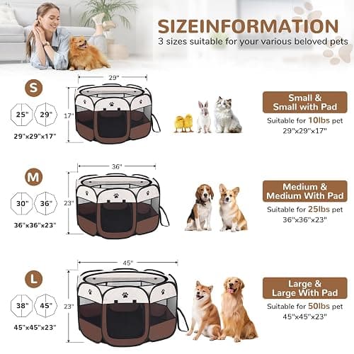 FurNest Pop-up Playpen for Puppy, Portable and Foldable Exercise Kennel Tent Crate Indoor/Outdoor Travel Camping, Removable Zipper Top thumbnail 2