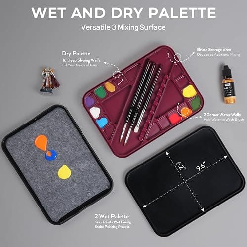 Nicpro All-in-One Miniature Painting Kit with 18 Model Paints & Wet Palette | 18 Colors Model Paint, Stay Wet Palette, 11PCS Detail Paint Brushes Drybrush, Magnetic Painting Handle, Sponges, Pallet Paper thumbnail 6