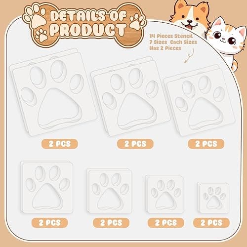 Teling 14 Pieces Large Stencil for Painting on Wood Plastic 5 Point Template Paint Stencils for Fabric Walls Arts Paper Home Decoration(Paw) thumbnail 5