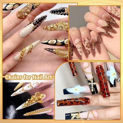 2 Boxes Nail Chain Charms and Round Beads for Nail Art, Gold Silver Line Nails Art Chains Mixed Sizes Round Caviar Steel Ball Nails Accessories for Acrylic Nails Tips Manicure Decor thumbnail 6