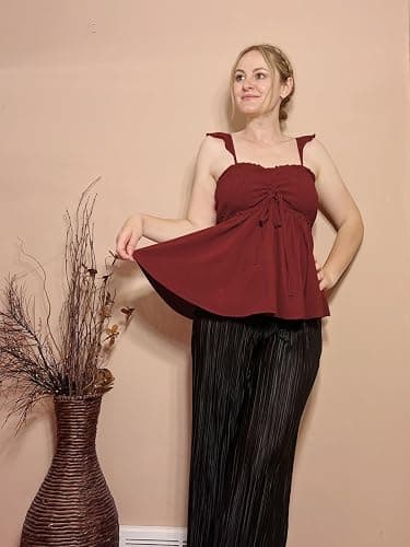 Poetsky Summer Beach Tanks for Women Sexy Going Out Tops Cute Peplum Babydoll Shirts thumbnail 5