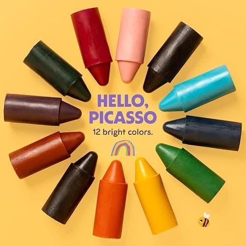 Honeysticks 100% Pure Beeswax Crayons (12 Pack) - Non Toxic Crayons, Safe for Babies and Toddlers, For 1 Year Plus, Handmade in New Zealand with Natural Beeswax and Food-Grade Colours, Eco-Friendly thumbnail 7