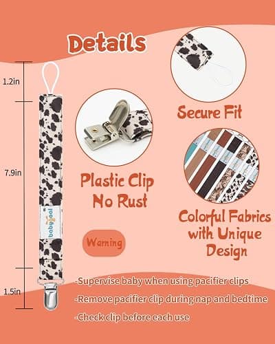 babygoal Baby Neutral Pacifier Clips, 8 Pack Binky Paci Holder Clips for Baby Boys and Girls Fits Most Pacifiers and Binkies 8MP46-B thumbnail 3