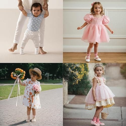 COZYOFFI Toddler Girls Ruffle Socks: 6 Pairs Cute Frilly Non Slip Baby Socks thumbnail 5