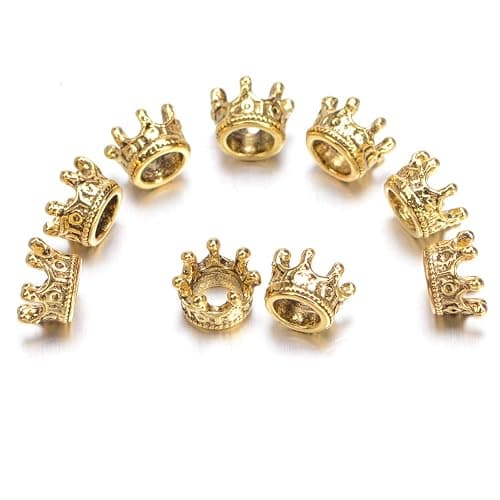 AD Beads 20 Pieces Solid Metal King & Queen Crown Big Hole Bracelet Connector Charm Beads - Image 1
