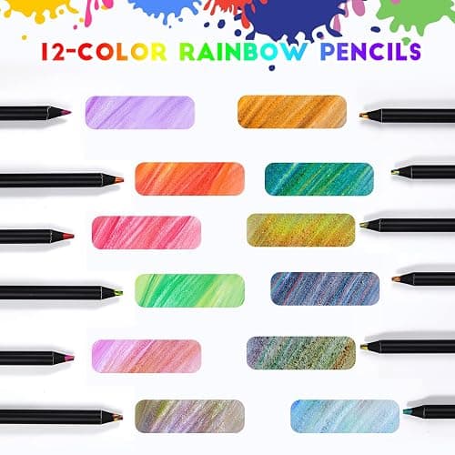 Karuamodomi 12 Rainbow Colored Pencils Set,Art Supplies,Teen Girl Gifts Trendy Stuff,Party Favors Arts and Crafts for Kids Ages 4-12,Coloring Pencil for Adult Coloring Book,Drawing & Sketch Pencil thumbnail 5