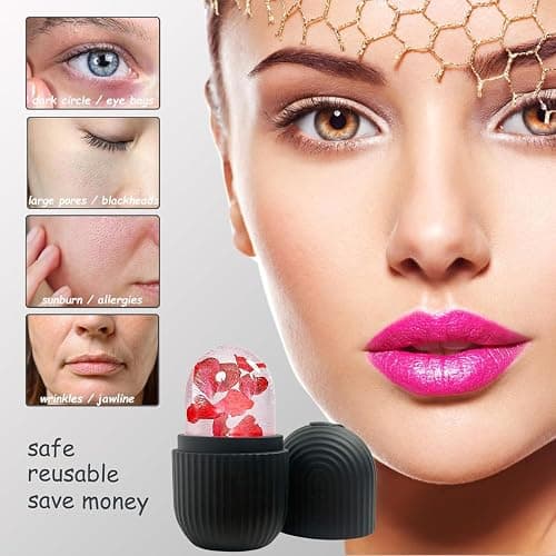 Facial Ice Roller, Convenient Use Portable DIY Face Care Face Massager Ice Tray for Home Travel (Stripe Black) thumbnail 2