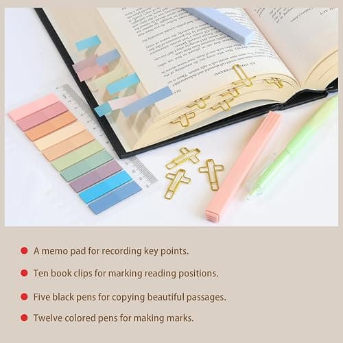 Bible Cover for Women Bible Case, Large Bible Bag, Bible Study Supplies Bible Journaling Kit Book Carrying Case with Bible Highlighters Tabs, Valentines Day Christian Gifts for Women (Black) thumbnail 7