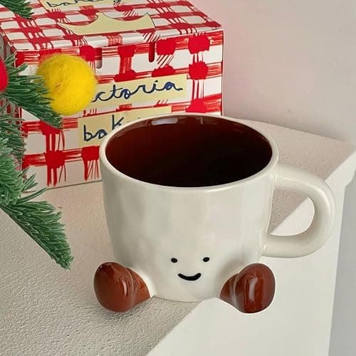 Mug Mignon Pour Café - Design en Céramique | Verre à Eau Esthétique, Rangement Stylos Décoratif pour Bureau Maison - Accessoire Hommes Femmes thumbnail 4