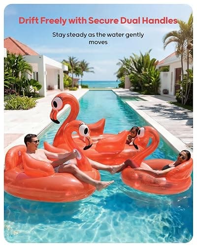 QPAU Flamingo Pool Float, Neon Coral Inflatable Pool Float for Adults & Kids, Animal Pool Float for Swimming Pool, Beach & Lake thumbnail 4