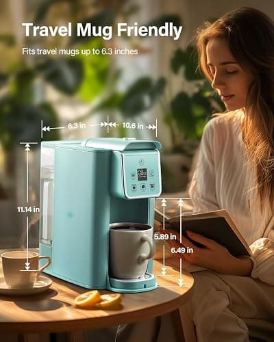 SHARDOR Single Serve Coffee Maker, Hot and Iced Coffee Machine for K Cup Pods & Ground Coffee, 6 to 14 oz Brew Sizes, 50 oz Removable Water Tank, Bold Brew Setting, Blue thumbnail 7