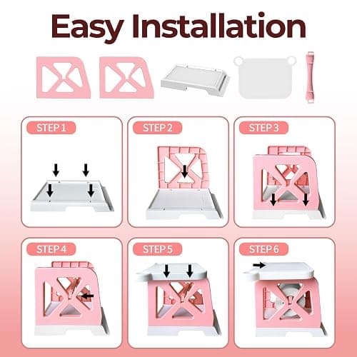 Guermok 3-in-1 Thermal Label Holder Stand for Printer Desk Organizer for Roll & Fan-Fold Labels, Cable Management, Easy Assembly for Home, Office, Retail & Small Business Pink thumbnail 7