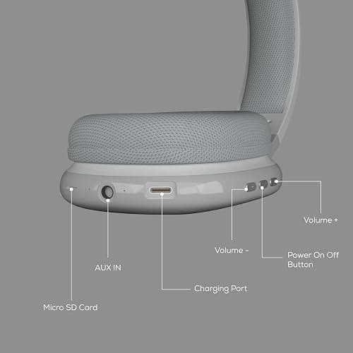 Gabba Goods Wireless Over Ear Bluetooth Headphones with Microphone - Wireless Headset -Noise Reduction - Bluetooth, Wired,Built in Micro SD for Travel, Home, Work TV,PC,Gaming,Cellphone (Silver) thumbnail 7