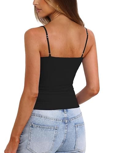 Darong Women's Tank Tops with Built-in Bra Spaghetti Straps Crop Tank Top Summer Y2K Going Out Sleeveless Cami Shirt thumbnail 2