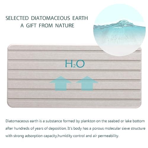 NiuYichee 2 PCS Water Absorbent diatomite Coasters, 8.3" x 4" Water Absorbing Stone Tray for Sink, Stone Drying mat for Kitchen Counter, Stone soap Tray Used for Hand Soaps & toiletries & Plants thumbnail 5