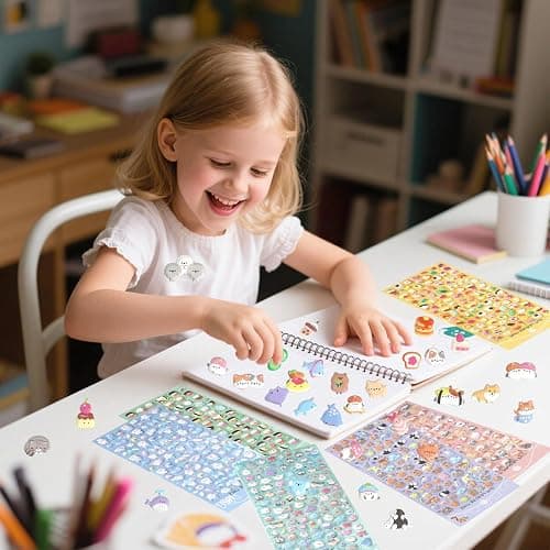 SHANGRLA 600+ Mini Puffy Stickers - Cute Tiny Small Kawaii 3D Puff Sticker for Kids,Girls,Adults - Japanese Micro Sticker for Rewards,Phone Case,Album-Includes Little Animals,Cats,Food & More,6 Sheets thumbnail 2