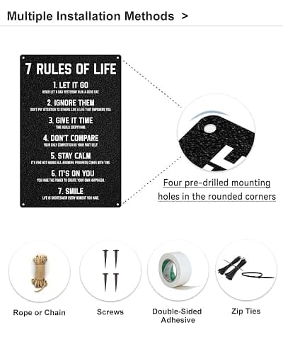 ALKB Inspirational Wall Sign 8x12", 7 Rules of Life Motivational Decor | Perfect Wall Decor for Home, Office, Teen Boys Bedroom, Classroom & Gym thumbnail 6