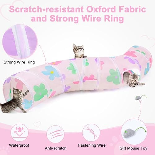 Glittme S-Shape Cat Tunnel, Foldable Cat Tunnels for Indoor Cats | Interactive Bunny Tunnel And Cat Tubes With Crinkle Sounds. Ideal For Kittens, Ferrets And Small Pets To Hide, Play Or Rest thumbnail 6